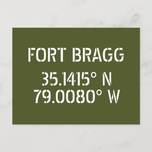 Carte postale Latitude Longitude Fort Bragg (Devant)
