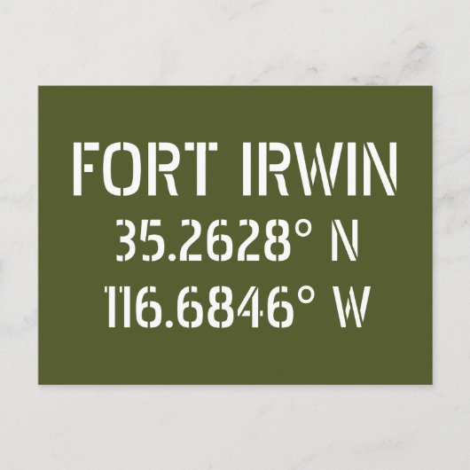 Carte postale Latitude Longitude Fort Irwin (Devant)