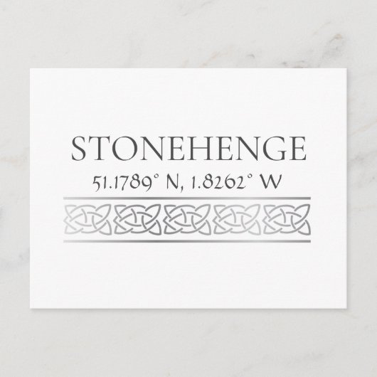 Carte postale Latitude Longitude Stonehenge (Devant)