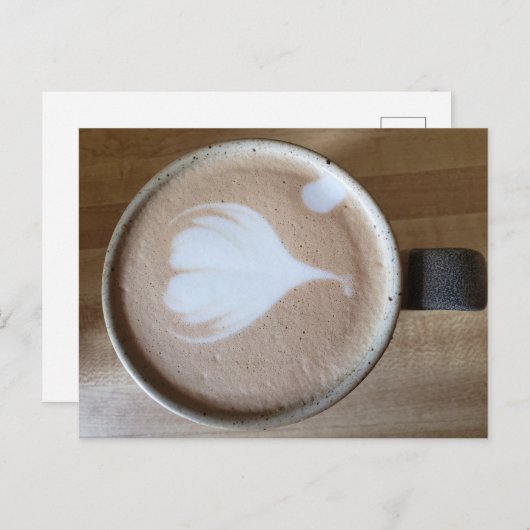 Carte Postale Latte sur une table en bois (Devant / Derrière)