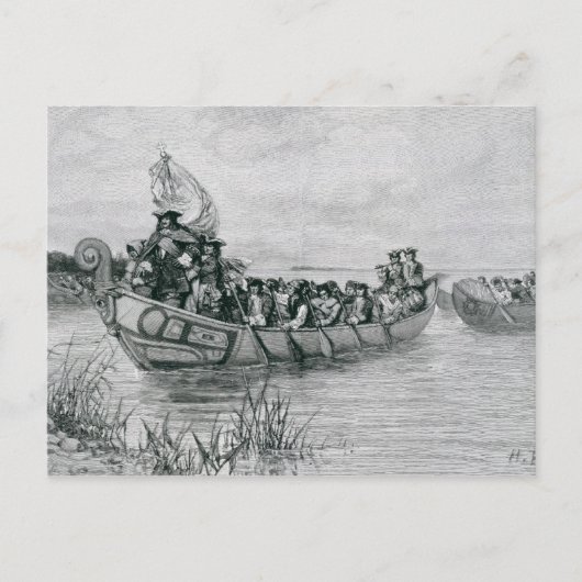 Carte Postale L'atterrissage de Cadillac (Devant)