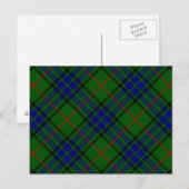 Carte Postale Lauder tartan bleu vert plaid (Devant / Derrière)
