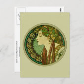 Carte Postale Laurel, Alphonse Mucha Art nouveau (Devant / Derrière)