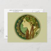 Carte Postale Laurel, Alphonse Mucha Art Vintage Nouveau (Devant / Derrière)