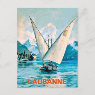 Carte Postale Lausanne, lac de Genève, Suisse, voyage vintage