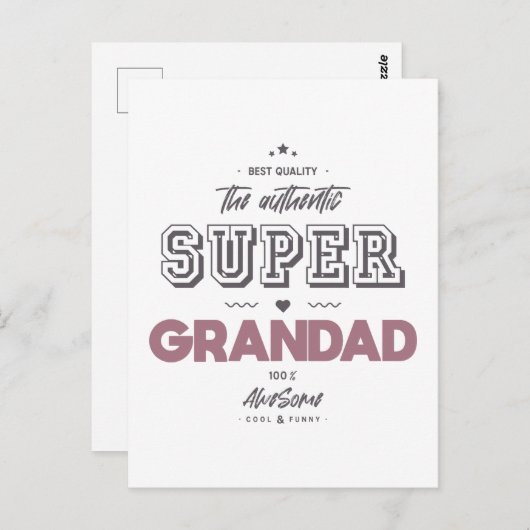 Carte Postale L'authentique super grand-père (Devant / Derrière)