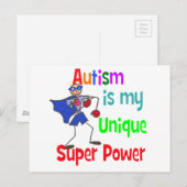 Carte Postale L'autisme est ma super puissance unique (Devant / Derrière)