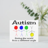 Carte Postale L'Autisme Voit Le Monde D'Un Angle Différent (Debout devant)