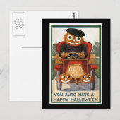 Carte Postale L'auto a un joyeux Halloween (Devant / Derrière)