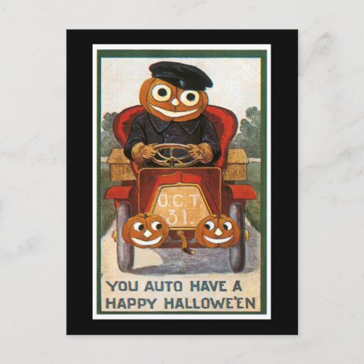 Carte Postale L'auto a un joyeux Halloween (Devant)