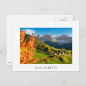 Carte Postale L'automne dans un paysage des Dolomites avec églis (Devant / Derrière)
