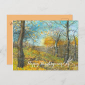 Carte Postale L'automne doré dans une aquarelle en chênaie (Devant / Derrière)