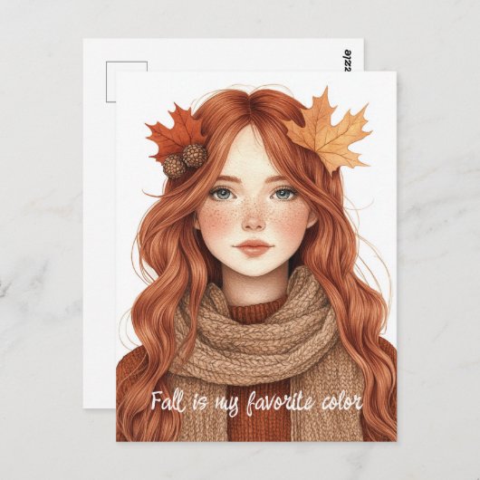 Carte Postale L'automne est ma couleur préférée mignon (Devant / Derrière)