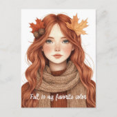 Carte Postale L'automne est ma couleur préférée mignon (Devant)