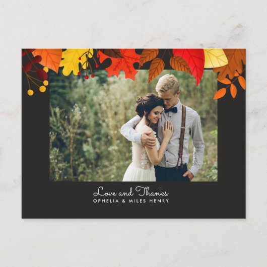 Carte Postale L'automne Gouache part sur le Merci Mariage noir (Devant)