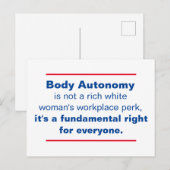 Carte Postale L'autonomie du corps est un droit fondamental (Devant / Derrière)