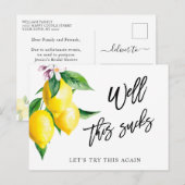 Carte Postale Lavage de Noces Modifier la Date Citrons Verdure (Devant / Derrière)