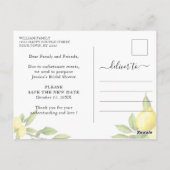 Carte Postale Lavage de Noces Modifier la Date Citrons Verdure (Dos)