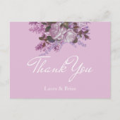 Carte Postale Lavande, Lilas, Roses, Remerciements de Mariage (Devant)