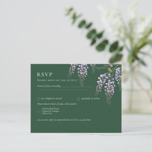 Carte Postale Lavande WISTERIA Emerald Green All-in-1 Mariage (Debout devant)