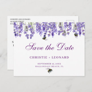 Carte Postale Lavander Simple Elegant Enregistrer la date