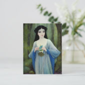 Carte Postale Lave-encre illustration de la belle femme à Woods (Debout devant)