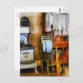 Carte Postale Lave-linge séchage dans la cuisine (Devant / Derrière)