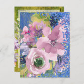 Carte Postale Lavender Blues aquarelle Floral Enregistrer la dat (Devant / Derrière)