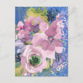 Carte Postale Lavender Blues aquarelle Floral Enregistrer la dat (Devant)