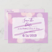 Carte Postale Lavender Bokeh Wedding Enregistrer la date (Devant / Derrière)
