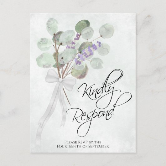 Carte Postale Lavender Eucalyptus Répondre gentiment Mariage RSV (Devant)