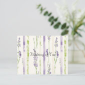 Carte Postale Lavender Green Stripes Floral Thinking of You (Debout devant)