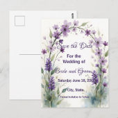 Carte Postale Lavender Lilac Floral Arch Save the Date (Devant / Derrière)