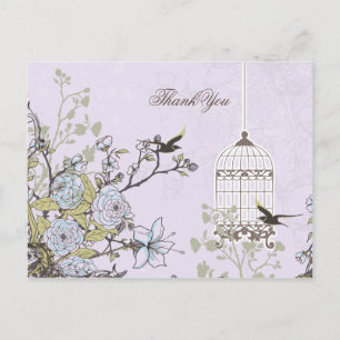 Carte Postale Lavender Lilac oiseaux de cage vintage mariage