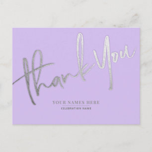 Carte Postale Lavender Merci argent élégant universel