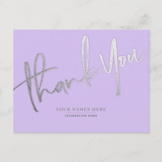 Carte Postale Lavender Merci argent élégant universel (Devant)