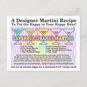 Carte postale Lavender Orange Martini Recette