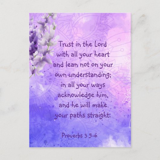 Carte Postale Lavender Purple Garden Flower Bible Scripture  (Devant)