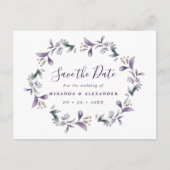 Carte Postale Lavender Save The Date floral violet et vert (Devant)