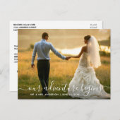 Carte Postale L'aventure à la mode Script commence Merci Mariage (Devant / Derrière)