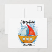Carte Postale L'aventure Attend Bateau (Devant / Derrière)