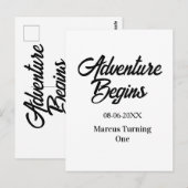 Carte Postale L'aventure commence date de naissance simple min (Devant / Derrière)