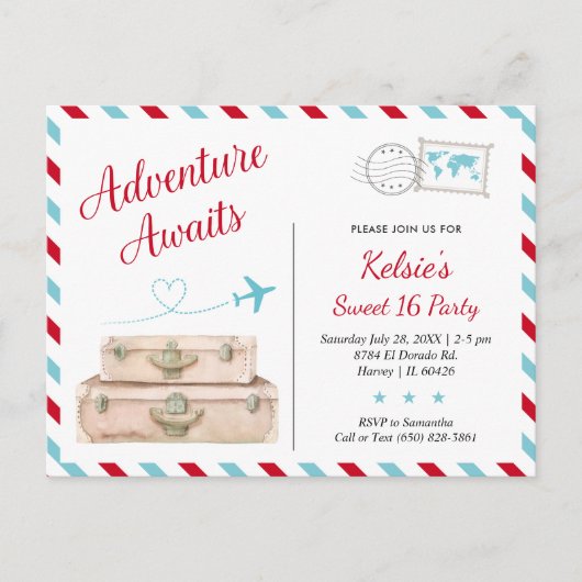 Carte Postale L'aventure du Sweet Sixteen attend la jeune fille  (Devant)