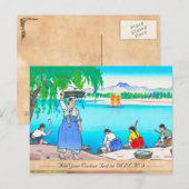 Carte Postale Laver à la banque - femmes faisant la lessive (Devant / Derrière)