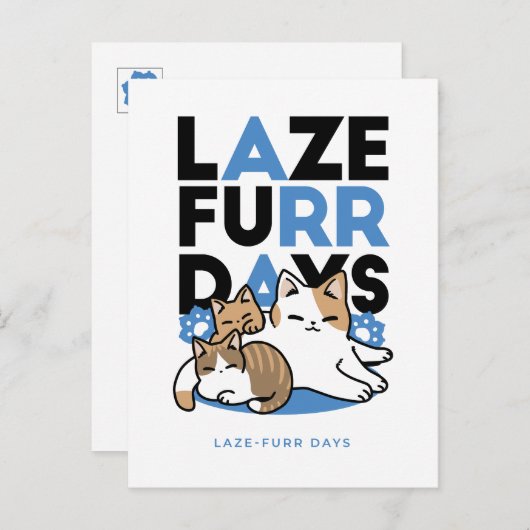 Carte Postale Laze Furr Days - Cute Lazy Cats Design (Devant / Derrière)