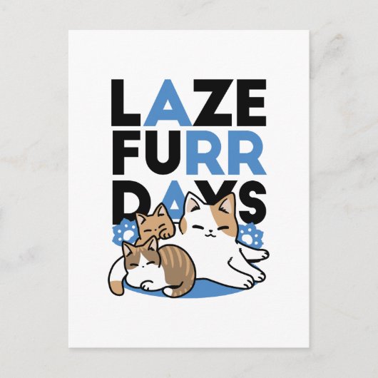 Carte Postale Laze Furr Days - Cute Lazy Cats Design (Devant)