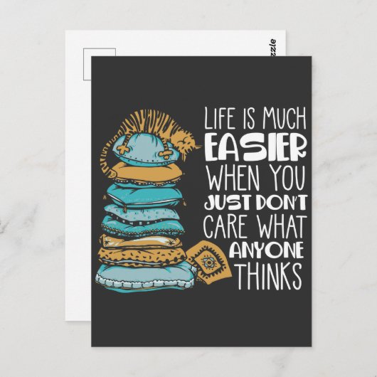 Carte Postale Lazy Chat Cute Kitten La vie est beaucoup plus fac (Devant / Derrière)