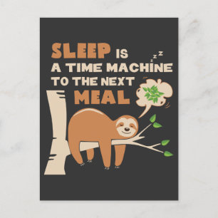 Carte Postale Lazybone Sloth qui aime manger et délicieux repas