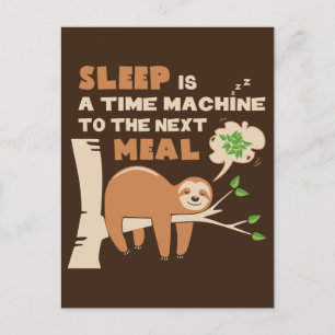 Carte Postale Lazybone Sloth qui aime manger et délicieux repas