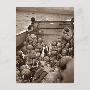 Carte Postale LCI et soldats tête de pont d'Omaha Beach